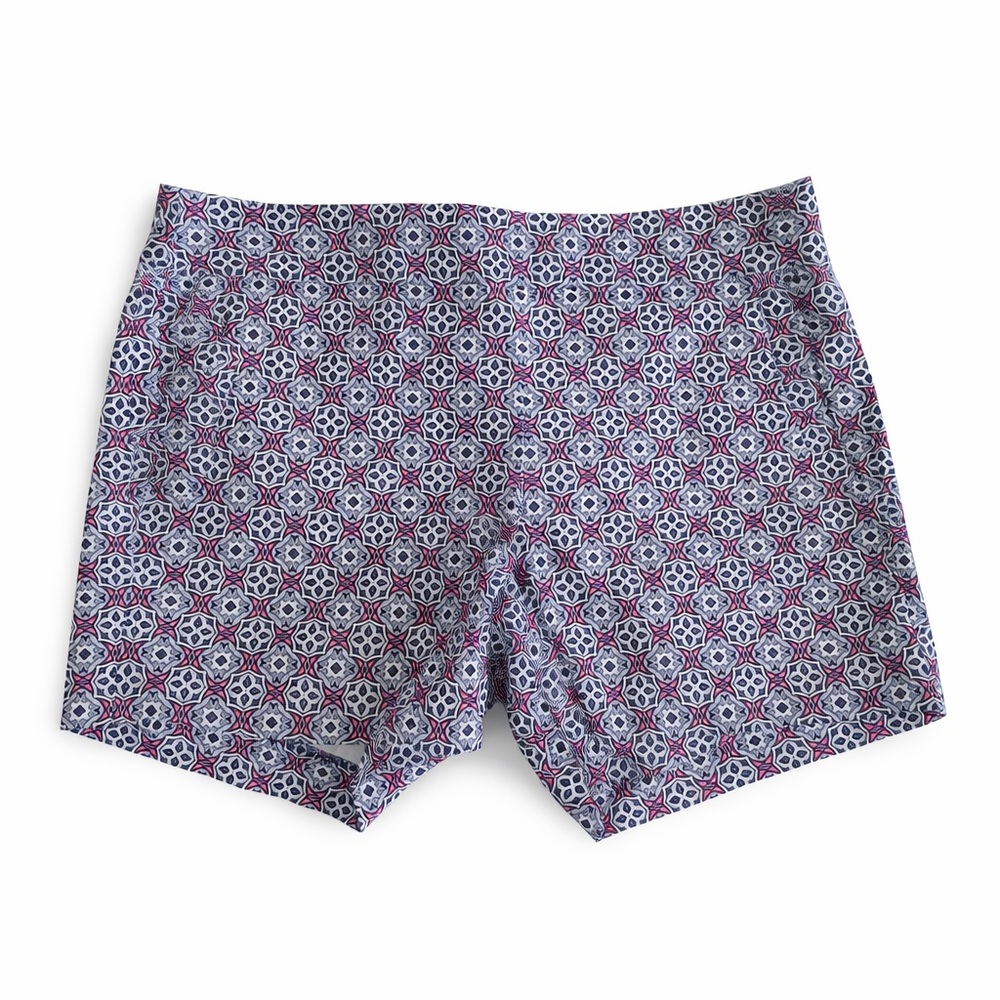 J.Crew Stretch Navy Pink Geo Print Flat Front Dress Shorts Side Zip